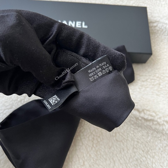 Auth BN Chanel Silk Bow CC Logo Black Headband - Picture 4 of 5